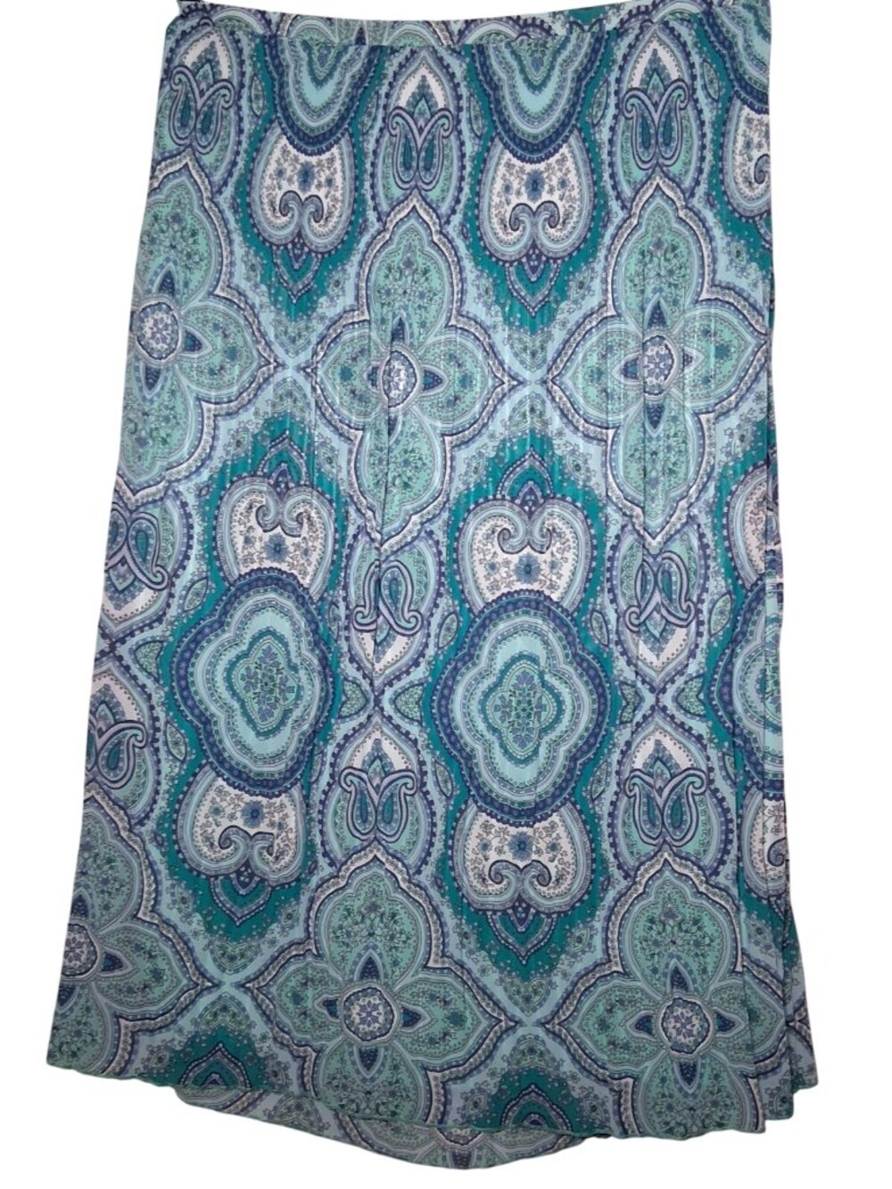 Jacklyn Smith Maxi Skirt Plus Size XXL Long Blue Paisley Pleated Floral Boho